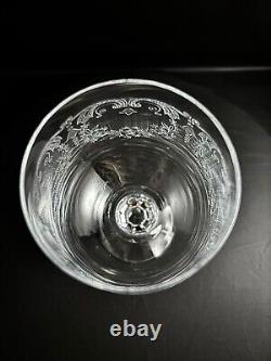 Set of 7 Bohemian Crystal Cascade Wine Goblet Etched Clear Diamond Cut Ball Stem