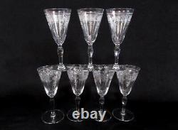 Set of 7 Fostoria Crystal 5 Liquor Cordial Glasses Lovely Etched WASHINGTON