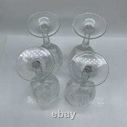 Set of 7 Ralph Lauren Crystal Herringbone Crystal Wine / Water Glasses 8 1/8