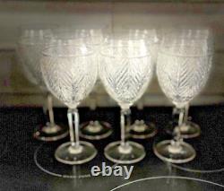 Set of 7 Ralph Lauren Crystal Herringbone Crystal Wine / Water Glasses 8 1/8