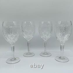 Set of 7 Ralph Lauren Crystal Herringbone Crystal Wine / Water Glasses 8 1/8