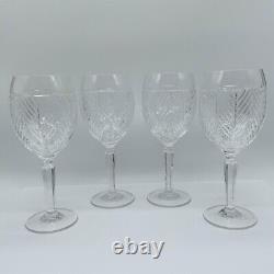 Set of 7 Ralph Lauren Crystal Herringbone Crystal Wine / Water Glasses 8 1/8