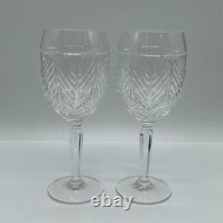 Set of 7 Ralph Lauren Crystal Herringbone Crystal Wine / Water Glasses 8 1/8