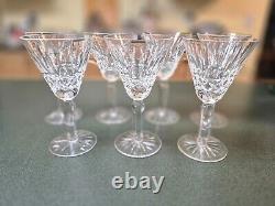 Set of 7 WATERFORD Crystal LISMORE DIAMOND ESSENCE Wine / Water Glasses EXC