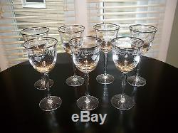 Set of 7 wine glasses Lenox Classic Shell Platinum Trim formal crystal retired