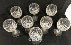 Set of 8 Baccarat France Crystal Massena Claret 7 Wine Glasses Mint Stamped