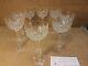 Set of 8 Kosta Boda Diamond Cut Crystal Pomadour Claret Wine Glasses