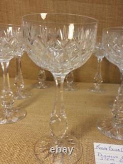 Set of 8 Kosta Boda Diamond Cut Crystal Pomadour Claret Wine Glasses