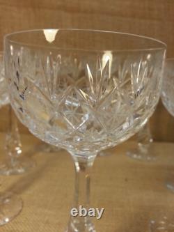 Set of 8 Kosta Boda Diamond Cut Crystal Pomadour Claret Wine Glasses