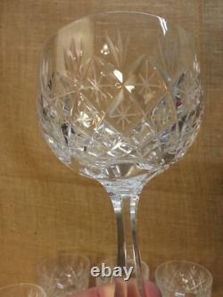 Set of 8 Kosta Boda Diamond Cut Crystal Pomadour Claret Wine Glasses