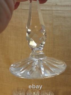 Set of 8 Kosta Boda Diamond Cut Crystal Pomadour Claret Wine Glasses