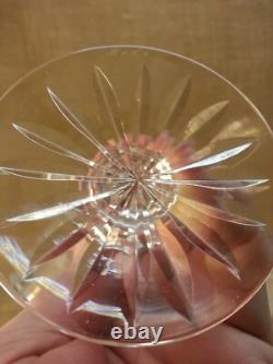 Set of 8 Kosta Boda Diamond Cut Crystal Pomadour Claret Wine Glasses
