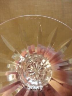 Set of 8 Kosta Boda Diamond Cut Crystal Pomadour Claret Wine Glasses