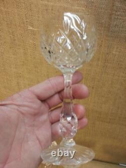 Set of 8 Kosta Boda Diamond Cut Crystal Pomadour Claret Wine Glasses
