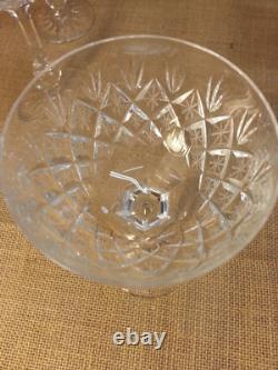 Set of 8 Kosta Boda Diamond Cut Crystal Pomadour Claret Wine Glasses