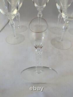 Set of 8 Lenox USA Crystal Wine Glasses Gold Rim Twisted Stem Blown Glass