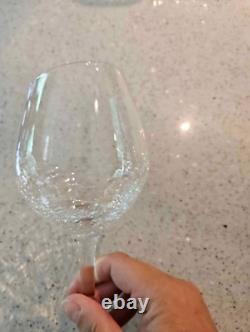 Set of 8 Pier 1 CLEAR CRACKLE ANGLE SLANT RIM Red Wine Balloon Glasses 8-½