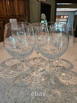 Set of 8 Pier 1 CLEAR CRACKLE ANGLE SLANT RIM Red Wine Balloon Glasses 8-½