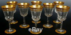 Set of 8 Saint St. Louis Crystal Thistle Burgundy Wine Glass 6 3/8 Solid Band