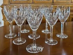 Set of 8 Vintage Waterford Crystal Carina Wine Glasses Goblets 7 1/8 Tall