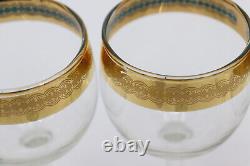 Set of 8 Vintage Wine Glasses Antique Gold Rimmed Barware Crystal Glass Stem