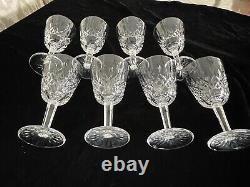 Set of 8 Waterford Lismore Crystal Claret Wine Goblets Glasses 5 7/8 Tall EUC