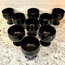 Set of 9 Black BLOCK Crystal Capers Wine Glasses Midnight MCM