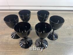 Set of Black BLOCK Crystal Capers Wine Glasses, Pitcher Midnight MCM