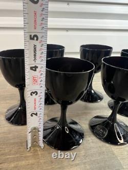 Set of Black BLOCK Crystal Capers Wine Glasses, Pitcher Midnight MCM