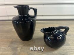 Set of Black BLOCK Crystal Capers Wine Glasses, Pitcher Midnight MCM