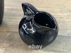 Set of Black BLOCK Crystal Capers Wine Glasses, Pitcher Midnight MCM