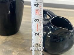 Set of Black BLOCK Crystal Capers Wine Glasses, Pitcher Midnight MCM