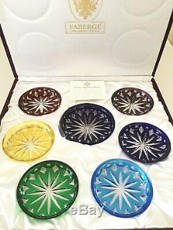 Set of Faberge Russian Imperial Collection Crystal Wine Bottle & Glass Coasters