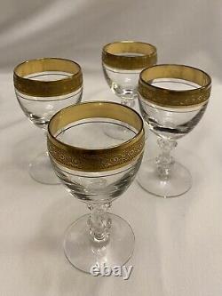Set of Four Tiffin Franciscan Westchester Gold Encrusted Wine Glasses 5 EUC