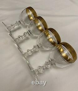 Set of Four Tiffin Franciscan Westchester Gold Encrusted Wine Glasses 5 EUC