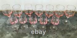 Set of Mikasa Pink Wine Glasses 7 Large and 5 Small MINT CONDITION