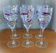 Set of Six Romanian Luminescence Mouth Blown Abstract Crystal Wine Glasses 10.5