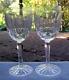 Set of TWO Waterford Crystal Kildare Claret Wine Goblets Ray Cut Foot Mint