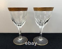 Set of Ten (10) Vintage Moser Gold Gilt Rim Crystal Stemware Wine Glasses