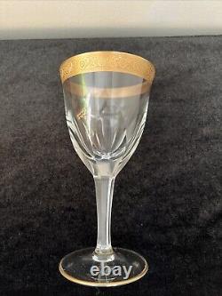 Set of Ten (10) Vintage Moser Gold Gilt Rim Crystal Stemware Wine Glasses