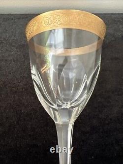 Set of Ten (10) Vintage Moser Gold Gilt Rim Crystal Stemware Wine Glasses