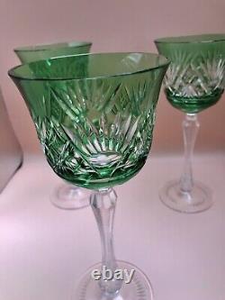 Set of three emerald white wine crystal glasses-gorgoeus