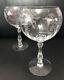 Signed Pair Fostoria Navarre Etched Magnum Stemmed Crystal 7 Wine Glasses