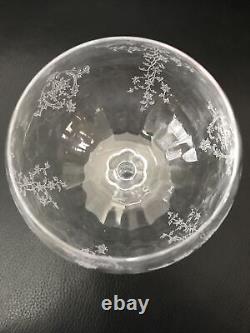 Signed Pair Fostoria Navarre Etched Magnum Stemmed Crystal 7 Wine Glasses