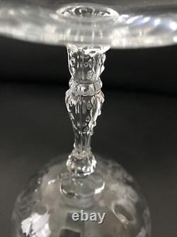 Signed Pair Fostoria Navarre Etched Magnum Stemmed Crystal 7 Wine Glasses