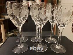Signed STUART Crystal CASCADE LARGE 7 5/8 Claret / Red Wine Glasses