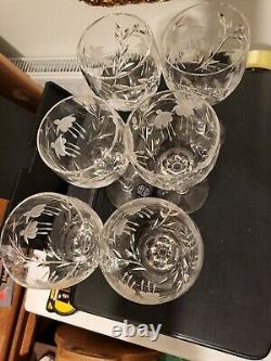 Signed STUART Crystal CASCADE LARGE 7 5/8 Claret / Red Wine Glasses