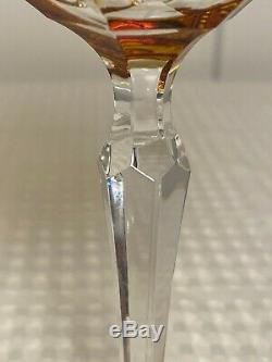 Signed VARGA CRYSTAL Amber Yellow Etched IMPERIAL 10 oz. Water/Wine Glass Goblet