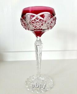 Single Val St Lambert Crystal Cut to Clear Wine Goblet Saarbruken Cranberry