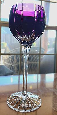 Six (6) Hand-Cut AJKA Wine Glasses, Castille, 8 Tall, in Amethyst/Purple